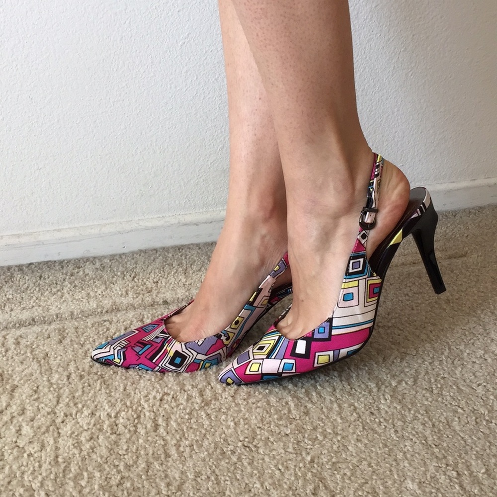 Pointed toe sling backs